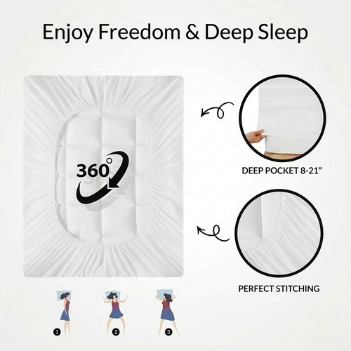 CloudNest™ Premium Quilted 1000GSM Luxury Extra Thick Mattress Topper - Breathable & Fluffy Soft