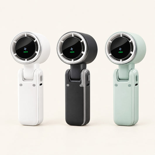 The Foldair in white, black and mint, side by side